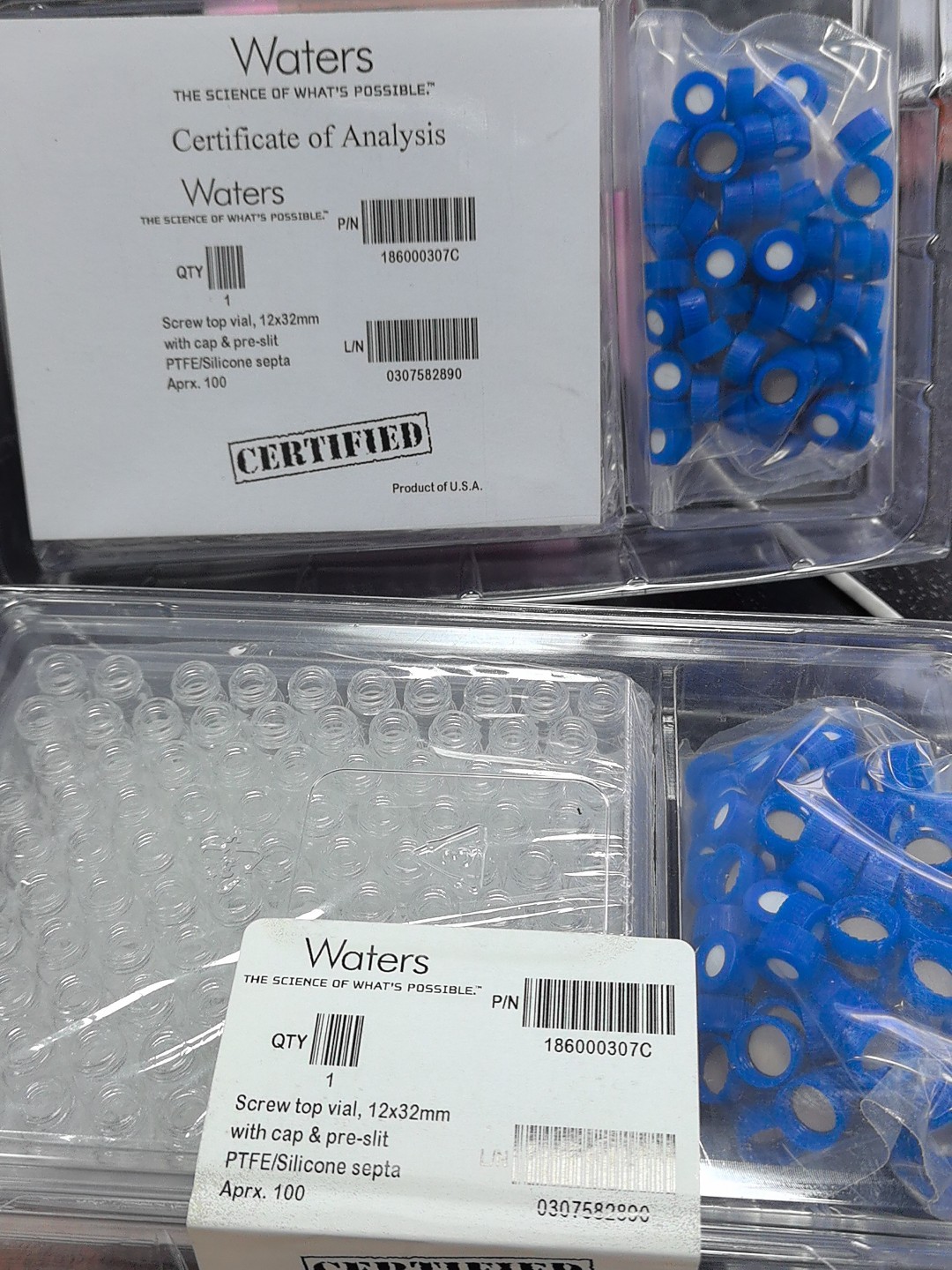 Waters Injection Bottle Set, Item No.: 186000307C, 2 ml!Brand new unopened, 2 mL Volume, 100/pk